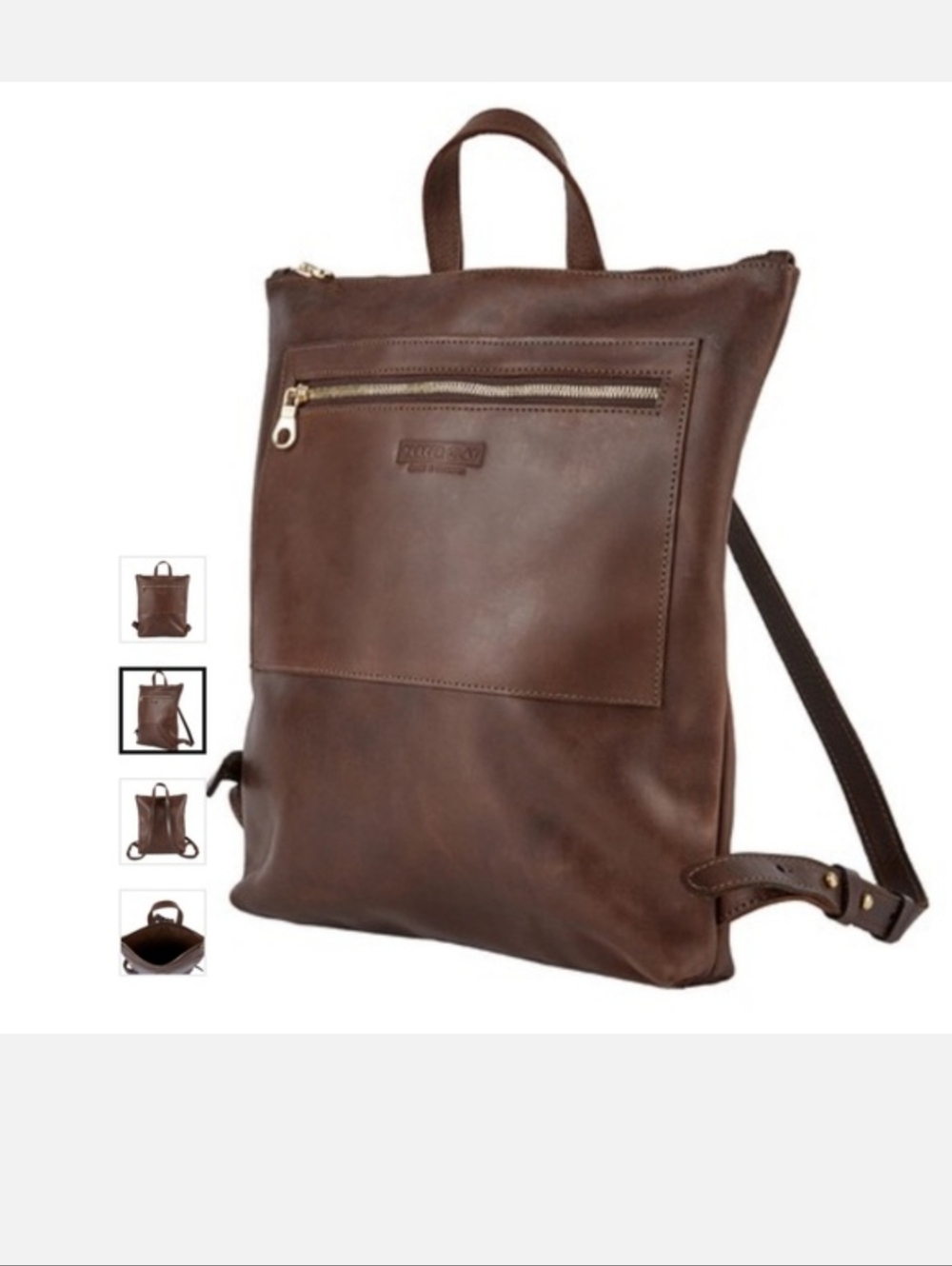 Parker Clay Miramar Dark Brown Leather Backpack with Gold Hardware